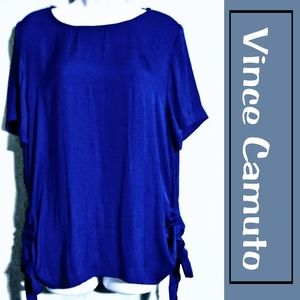 Vince Camuto Colbalt blue Ruched SideTie Top Large
